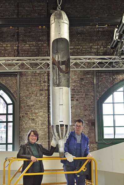 Le prototype de la « bombe Dahlbusch » en 2014 dans le cadre de l’exposition « Über Unterwelten » au musée industriel LWL Zeche Zollern à Dortmund.